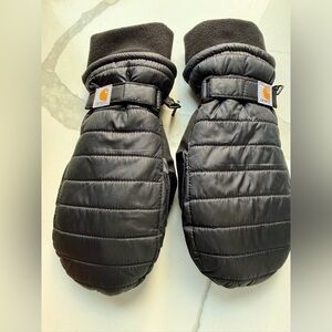 Ladies Carhartt Black Quilted Mittens with Logo Patch / Size S
